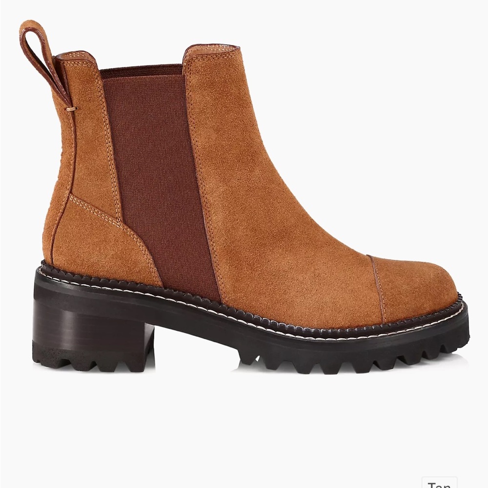 See By Chloe Mallory Suede Lug Chelsea Boots 6.5